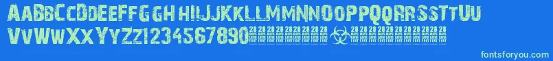 28DaysLater Font – Green Fonts on Blue Background