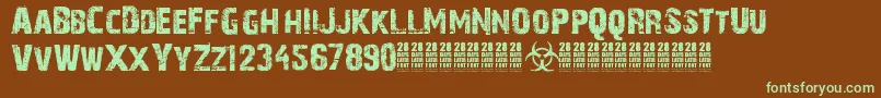 28DaysLater Font – Green Fonts on Brown Background