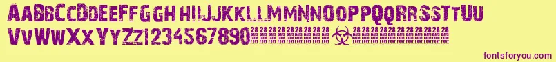 28DaysLater Font – Purple Fonts on Yellow Background