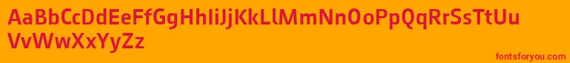 Augustsans65medium-Schriftart – Rote Schriften auf orangefarbenem Hintergrund
