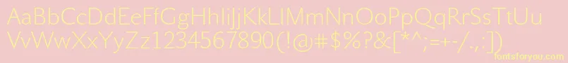 Fonte JohnsansWhitePro – fontes amarelas em um fundo rosa