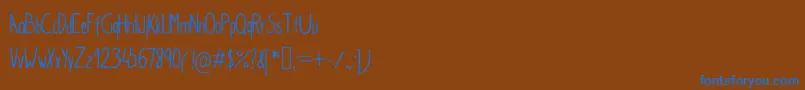 SimpleKindergarden Font – Blue Fonts on Brown Background