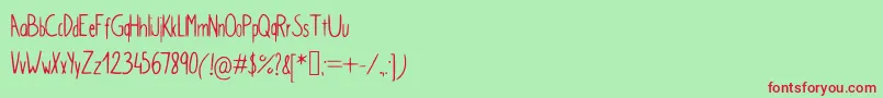 SimpleKindergarden Font – Red Fonts on Green Background