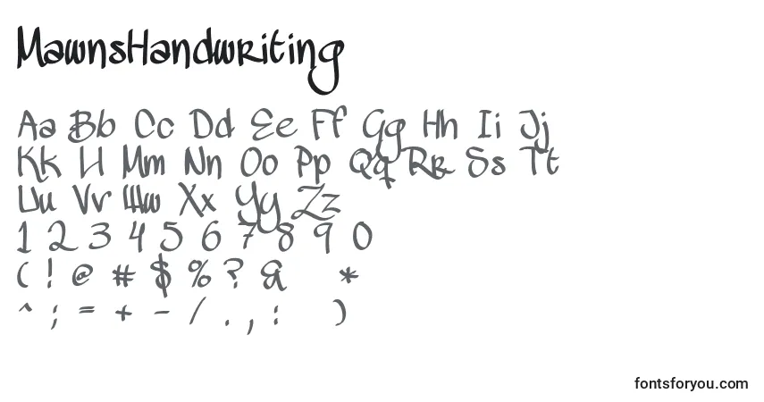 Шрифт MawnsHandwriting – алфавит, цифры, специальные символы