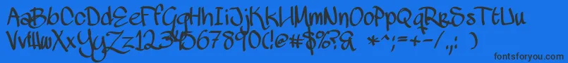 Czcionka MawnsHandwriting – czarne czcionki na niebieskim tle