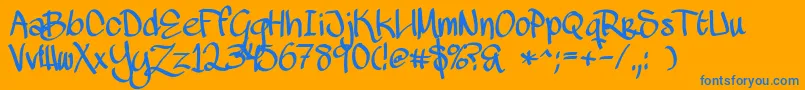 フォントMawnsHandwriting – オレンジの背景に青い文字
