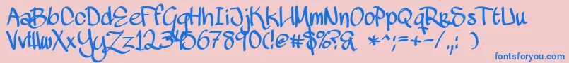 Fonte MawnsHandwriting – fontes azuis em um fundo rosa