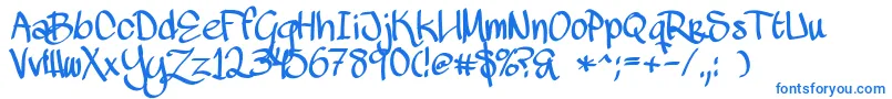 MawnsHandwriting-Schriftart – Blaue Schriften auf weißem Hintergrund