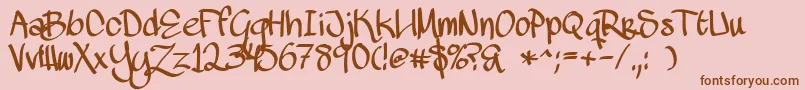 Weitere Informationen zur MawnsHandwriting-Schriftart MawnsHandwriting-Schriftart – Braune Schriften auf rosa Hintergrund