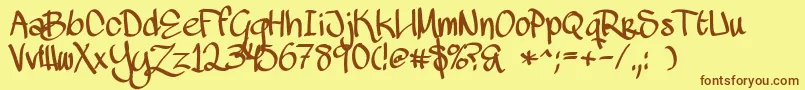 Шрифт MawnsHandwriting – коричневые шрифты на жёлтом фоне