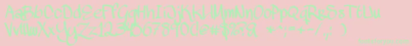 MawnsHandwriting-Schriftart – Grüne Schriften auf rosa Hintergrund