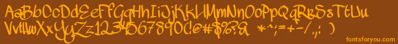 MawnsHandwriting Font – Orange Fonts on Brown Background