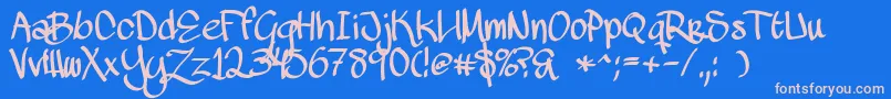 MawnsHandwriting Font – Pink Fonts on Blue Background