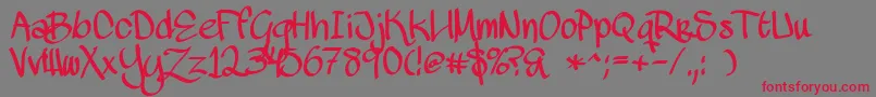フォントMawnsHandwriting – 赤い文字の灰色の背景