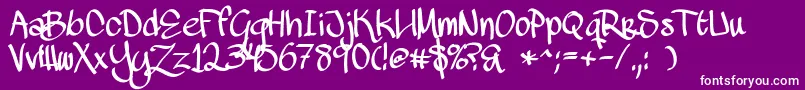 MawnsHandwriting Font – White Fonts on Purple Background