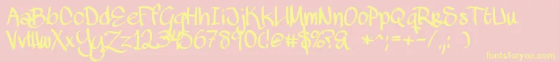 MawnsHandwriting-Schriftart – Gelbe Schriften auf rosa Hintergrund