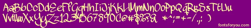 Weitere Informationen zur MawnsHandwriting-Schriftart MawnsHandwriting-Schriftart – Gelbe Schriften auf violettem Hintergrund