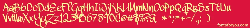 Fonte MawnsHandwriting – fontes amarelas em um fundo vermelho