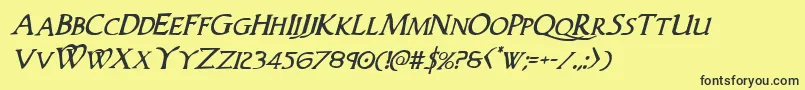 Woodgodital Font – Black Fonts on Yellow Background