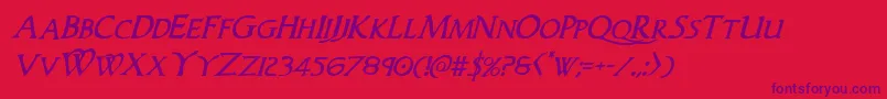 Woodgodital Font – Purple Fonts on Red Background