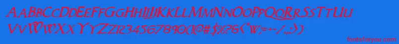 Woodgodital Font – Red Fonts on Blue Background