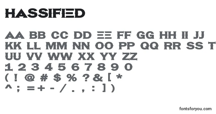 characters of hassified font, letter of hassified font, alphabet of  hassified font