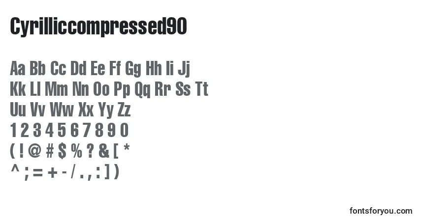 characters of cyrilliccompressed90 font, letter of cyrilliccompressed90 font, alphabet of  cyrilliccompressed90 font