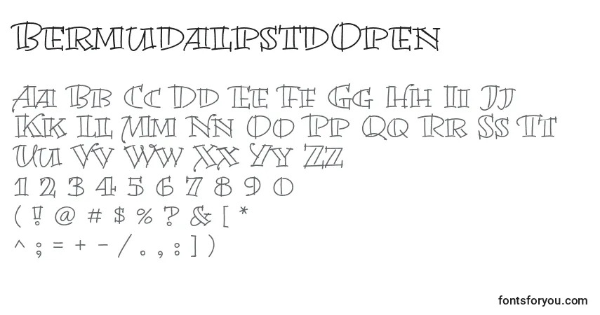 characters of bermudalpstdopen font, letter of bermudalpstdopen font, alphabet of  bermudalpstdopen font