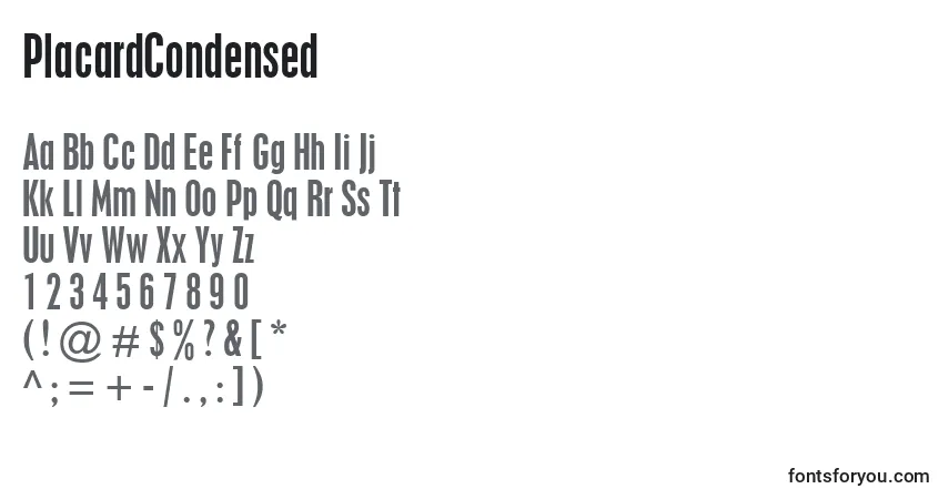 Czcionka PlacardCondensed – alfabet, cyfry, specjalne znaki