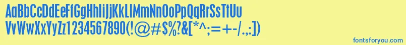 Weitere Informationen zur PlacardCondensed-Schriftart PlacardCondensed-Schriftart – Blaue Schriften auf gelbem Hintergrund