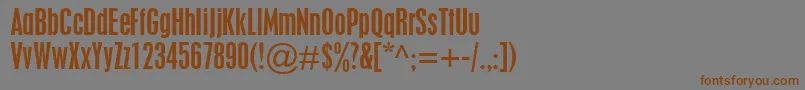 フォントPlacardCondensed – 茶色の文字が灰色の背景にあります。