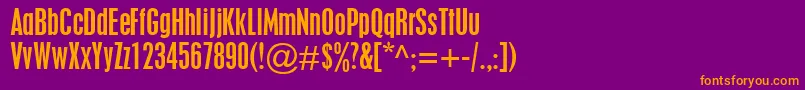 PlacardCondensed Font – Orange Fonts on Purple Background