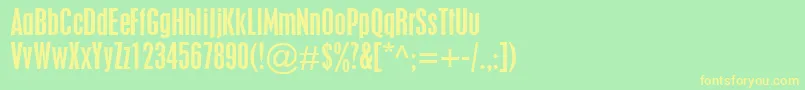 PlacardCondensed Font – Yellow Fonts on Green Background