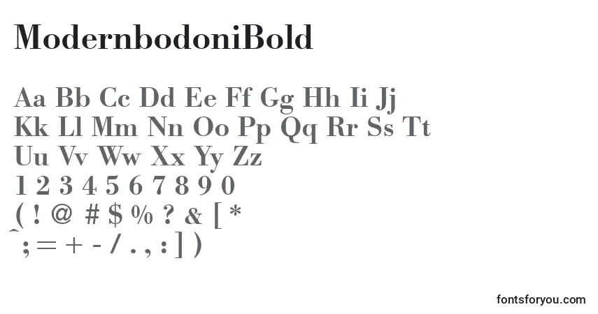A fonte ModernbodoniBold – alfabeto, números, caracteres especiais