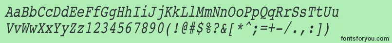 フォントCourierCondensedItalic – 緑の背景に黒い文字