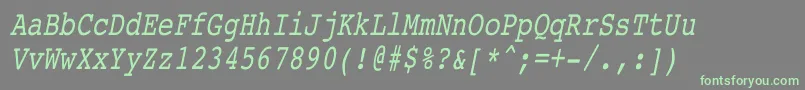 CourierCondensedItalic-fontti – vihreät fontit harmaalla taustalla