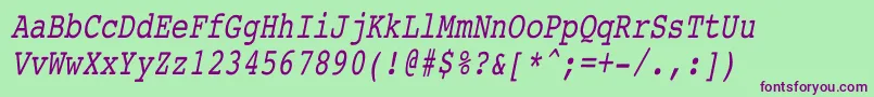 Шрифт CourierCondensedItalic – фиолетовые шрифты на зелёном фоне