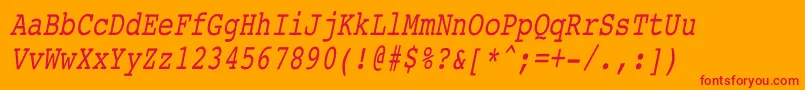 CourierCondensedItalic Font – Red Fonts on Orange Background