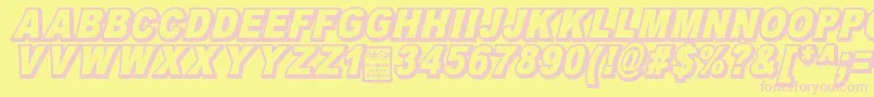 OmniblackOutlineItalicDemo Font – Pink Fonts on Yellow Background