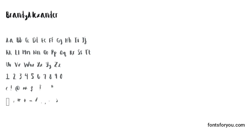 Schriftart BrandyAlexander – Alphabet, Zahlen, spezielle Symbole