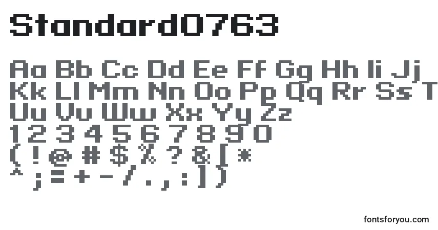 Czcionka Standard0763 – alfabet, cyfry, specjalne znaki