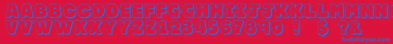 Jfrocout-Schriftart – Blaue Schriften auf rotem Hintergrund