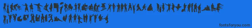 Czcionka HumanSilhouettesFreeSeven – czarne czcionki na niebieskim tle