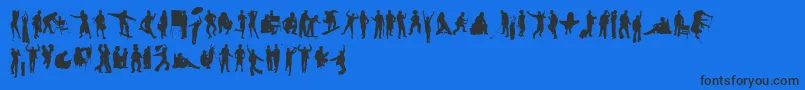 HumanSilhouettesFreeSeven-Schriftart – Schwarze Schriften auf blauem Hintergrund