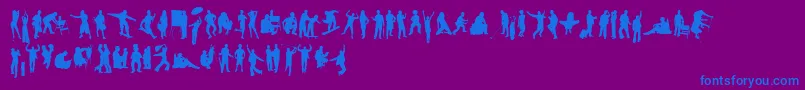 HumanSilhouettesFreeSeven-Schriftart – Blaue Schriften auf violettem Hintergrund