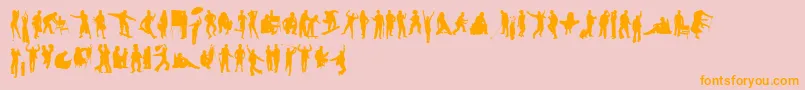 HumanSilhouettesFreeSeven-Schriftart – Orangefarbene Schriften auf rosa Hintergrund