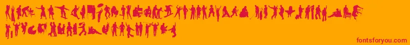 HumanSilhouettesFreeSeven Font – Red Fonts on Orange Background