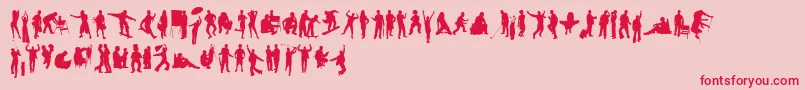 HumanSilhouettesFreeSeven Font – Red Fonts on Pink Background