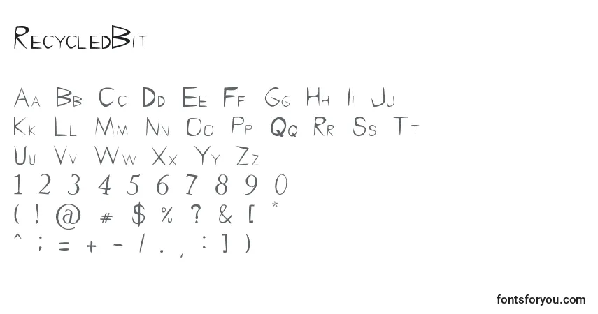 Czcionka RecycledBit – alfabet, cyfry, specjalne znaki