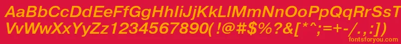 フォントPragmaticaMediumOblique – 赤い背景にオレンジの文字